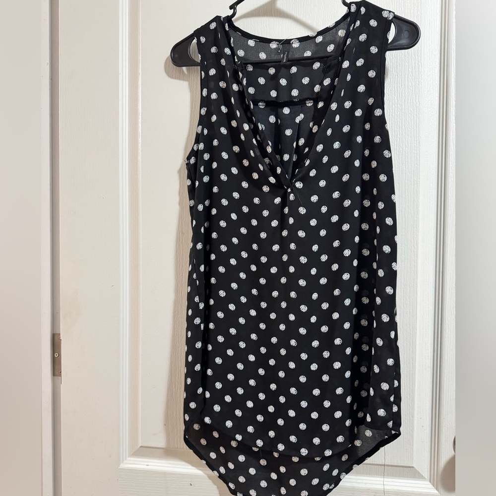 Maurices Black and White Polka Dot Sleeveless Top